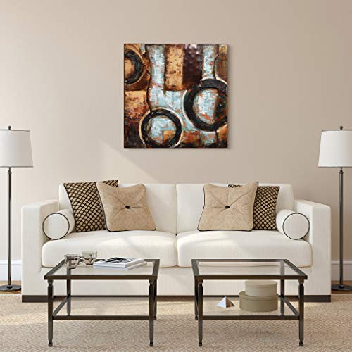 Empire Art Direct "Revolutions 1" Mixed Media Hand Painted Iron Wall Sculpture By Primo, Brown/Green/Beige #TOP3