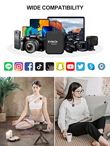 Lavalier Mikrofon Wireless, SYNCO G1 A1 Ansteckmikrofon Kabellos System bis zu 70m für DSLR Kamera Camcorder Smartphone PC Laptop für Interview Online Meeting und Kurs Live Streaming Videoaufnahme - Image 6