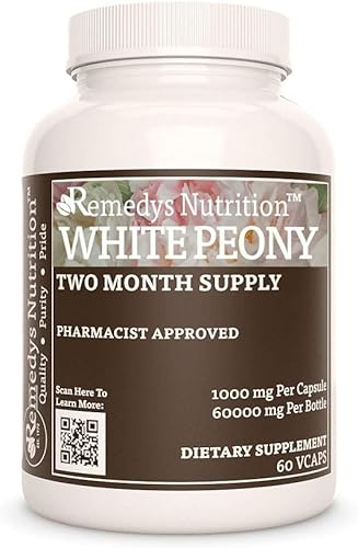 Remedy's nutrition Extracto de peonía blanca en polvo de 1,000 mg cápsulas veganas suplemento de hierbas - Sin OMG, sin gluten, sin lácteos - Remedy's nutrition Extracto de peonía blanca en polvo de 1,000 mg cápsulas veganas suplemento de hierbas - Sin OMG, sin gluten, sin lácteos -