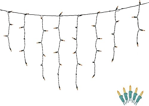 Miniatura 4 de Vickerman Mini luz de carámbano de 100 luces doradas en cable verde, cadena de luz de Navidad de 9 pies