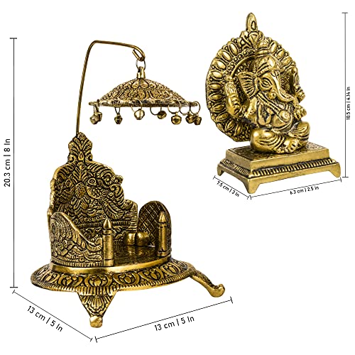 Image of Spillbox Traditional Oxidised Brass Sinhasan Mukali with Ganesha God Idol