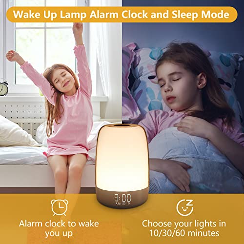 Firacer Touch Wake Up Night Light, Sunrise Alarm Clock, Rgb Color Dimmable Small Beside Lamps For Bedrooms, Warm White Light With Sleep Aid Snooze Timer, For Kids, Friends Gift #TOP1