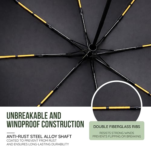 Image of Robustt Auto Open Clutch Umbrella with Carabiner Hook Handle, (Dark Green)| Double Fibreglass Wind-Resistant Frame |for rain & Sun Protection| Lightweight & Compact