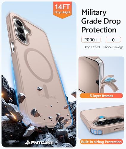 Image of FNTCASE for Galaxy A17 /A16 5G Phone Case: for Samsung A17 Cases [Compatible with Magsafe] [Screen Protector] Matte Translucent Military Grade Protection for Samsung A 17 & A 16 4G Cover - Desert Gold