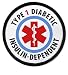 TYPE 1 DIABETIC Insulin Dependent Medical Alert 2.5 inch Black Rim Sew-on Patch