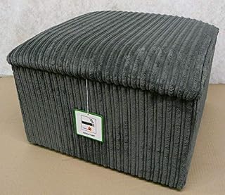 mm08enn Large Storage Box/pouffe/footstool in Beige/Black/Brown/Grey in Jumbo Cord Fabric (Grey Jumbo, Small Size 15"x15"x13")