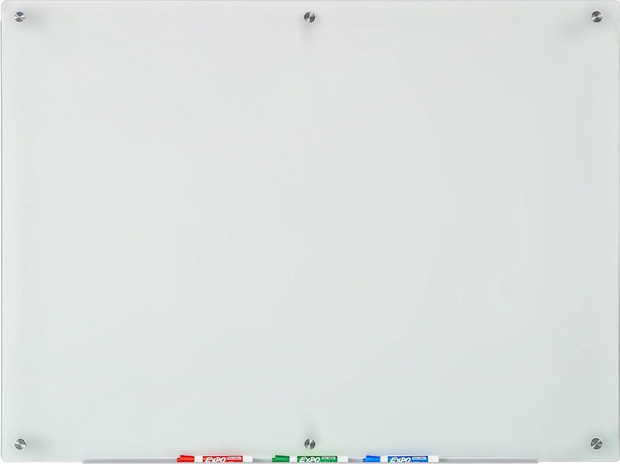 Audio-Visual Direct Frosted Glass Dry-Erase Board Set - 4' x 3' - Includes Hardware & Marker Tray (Non-Magnetic)