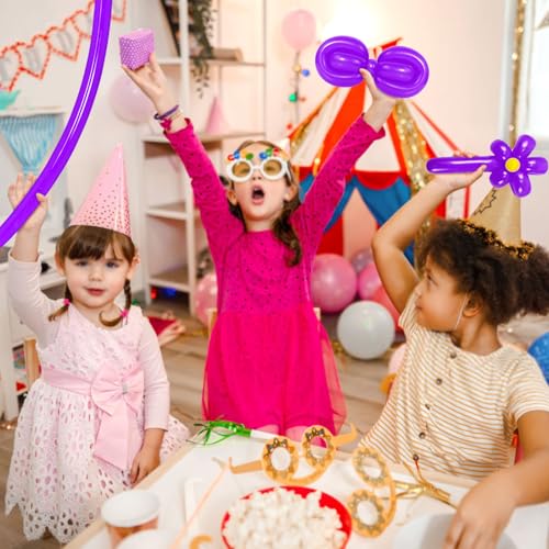 Image of LXZFCRG 260 Balloons Purple Long Balloon for Balloon Animals, Thickening Long Skinny Latex Twisting Ballon for Halloween Party Suppies Birthday Wedding (Purple)
