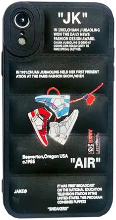 LULALULAHEI Cool Cute Puffer Case for iPhone XR, Funny Basketball Shoes Graphics Fashion Street Pattern Full Body Protection Phone Cover/Case for Kids Boys Girls Teens(XR-Black)