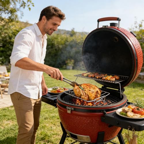 Truthahn Bratrost | Edelstahl V-förmiger Ständer | Metall Bratrost Für Geflügel Und Schweinefleisch,Für Hähnchen Pute Schwein Grillen Backen Picknick Camping Küche Indoor Outdoor