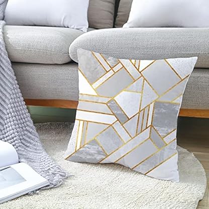 1 Kopfkissenbezug 45x45cm, Pillowcase Lila Gold Linie Geometrisch Polyester Kissenbezug Sitzkissen Dekokissen Couchkissen Dekoration – Bild 6