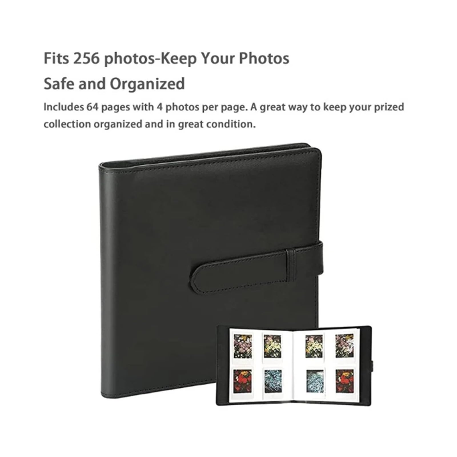 Álbum de Fotos Mini, Estuche para Guardar Fotos instantáneas, Soporte para Tarjetas fotográficas (Negro, 20 x 16 cm)