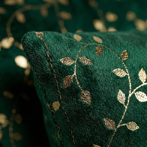 Image of RD TREND Velvet Rectangular 12x18 Inches Cushion Covers Set of 2 | Throw Pillow Covers for Sofa, Bed & Living Room | Perfect for Home Decor Dark Green