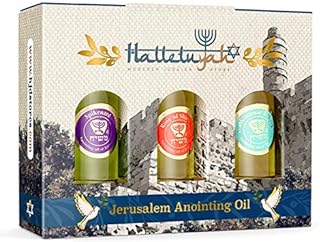 Anointing Oil from Israel - Set of 3 Anointing Oil from Jerusalem - Rose of Sharon, Myrrh and Frankincense, Spikenard Biblical Oils | Total Amount 1oz Anointing Oil Made in Israel by HalleluYAH