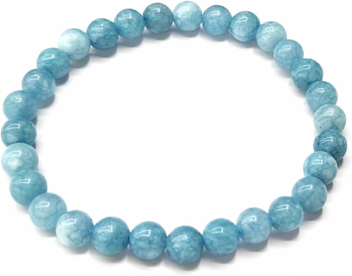 6mm Natural Gemstone Beaded Bracelet for Women, Dainty Round Crystal Stretch Bracelets, Spiritual Healing & Calming Stone Jewelry Gift