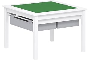 Leggo Table for Kids Construction: 2-in-1 Play Table with Storage Drawers and Built-in Plate