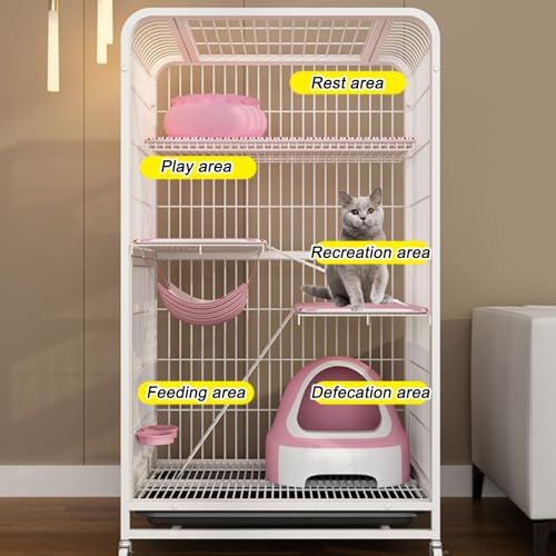 Cage à chat à 4 niveaux enclos métallique intérieur petits animaux