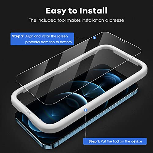 Image of JETech Full Coverage Tempered Glass Screen Protector Guard for iPhone 12 Pro Max with Easy Installation Tool, Case-Friendly, HD Clear, 3-Pack