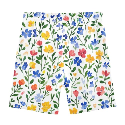 JUNZAN Florals Tulips Delphinium Iris White Kids Girls Shorts Cotton Cartwheel Shorts Rash Guard Under Dress 4T2