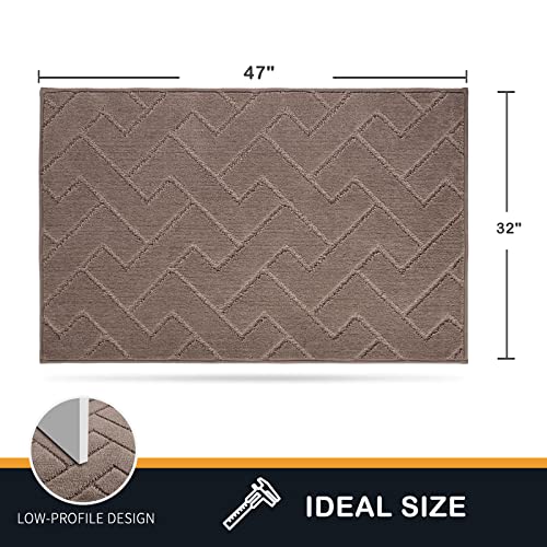 PURRUGS Dirt Trapper Door Mat 32" x 47", Non-Slip Machine Washable Entry Rug, Shoe Scraper, Dog Doormat, Super Absorbent Welcome Mat for Front & Back Door, Muddy Wet Shoes & Paws, Grayish Brown