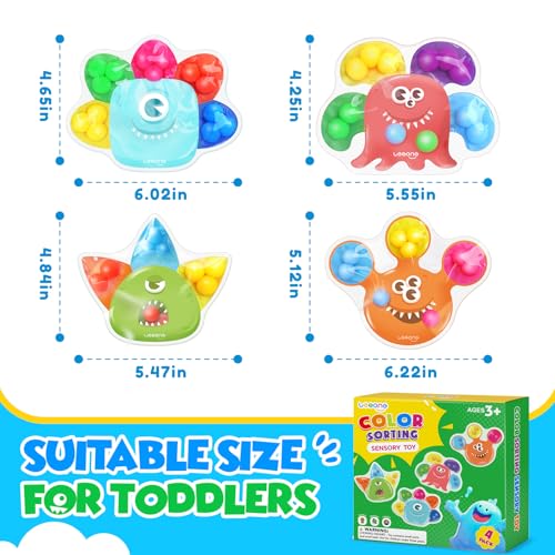 Image of Sensory Fidget Toys for Kids Toddlers: 4 Pack Color Sorting Sensory Toys for Autism Students Calm Down - Quiet Fidget Toys for Classroom Prizes Travel Games - Gifts for Party Favors