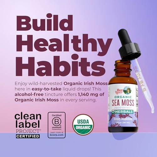 Image of MARYRUTH'S Organic Irish Sea Moss Liquid Drops | Chondrus Crispus | Wild Harvested | Organic Irish Moss Formulated for Adults & Kids Ages 14+ | Unflavored | Sugar Free | Vegan | Non-GMO | 1 Fl Oz