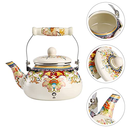 DOITOOL Chaleira de chá floral vintage em aço para fogão de 2,5 L grande de porcelana esmaltada para