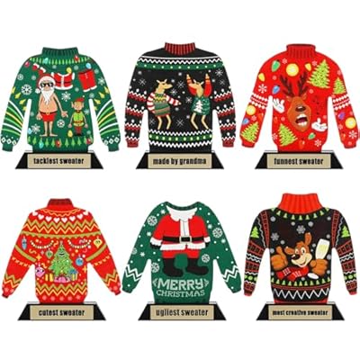 Barydat 6 Pcs Christmas Ugly Sweater Funny Trop...