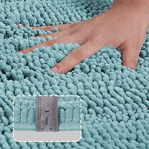 Image of Turquoize Luxury Chenille Bath Rug for Bathroom Rugs Extra Absorbent Bath