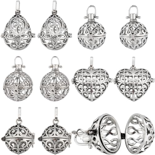SUNNYCLUE 10Pcs Stone Holder Charm Crystal Holder Cage Charms Metal