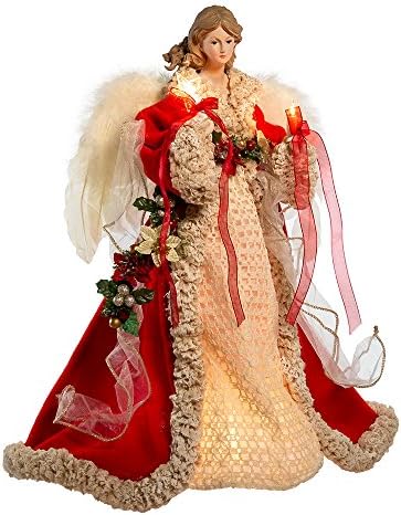 Kurt S. Adler UL 10-Light 16-Inch Kurt Adler Red and Ivory Angel Treetop