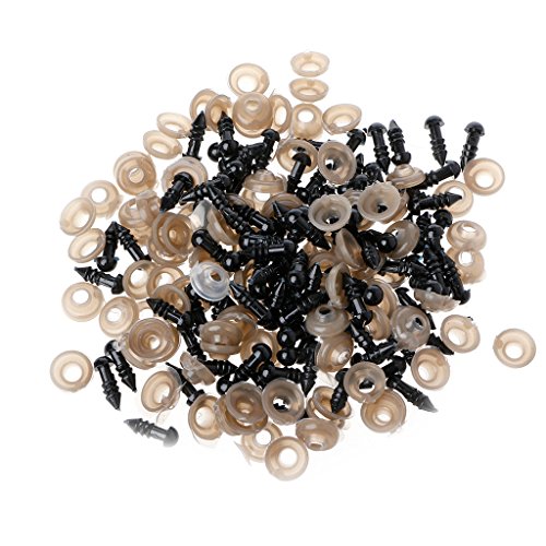 zrshygs 100 Unids/Bolsa Hecha A Mano DIY Muñeca Ojos Completo Ojo Negro Plástico Seguridad Marioneta Muñeca Ojos con Arandela 5mm