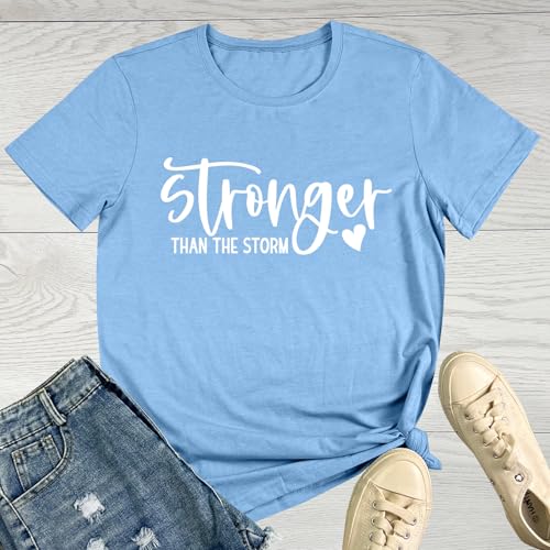 BLACKMYTH Women Cute Graphic Stronger Tee Shirts Heather Sky Blue Medium by BLACKMYTH - Used condition - Image 2