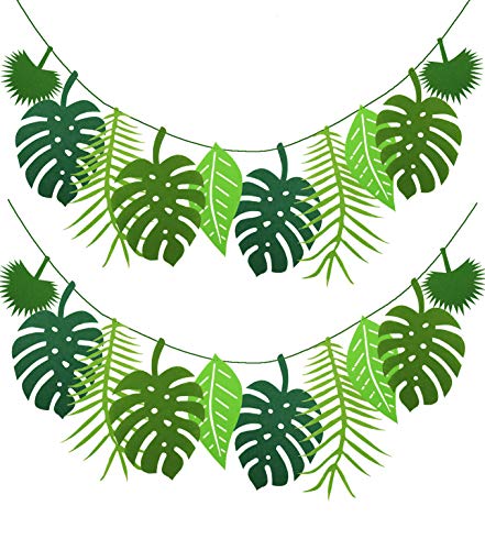 Tropical Leaf Banner Hawaii Luau Party Leaves Garland Summer Beach Theme Wedding Birthday Party...