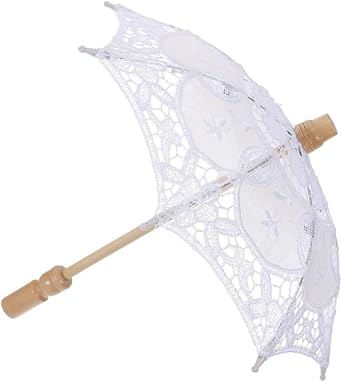 MerciL Bridal Lace Umbrella Wedding Decorative, Mini Craft Flowers Lace Embroidery Umbrella Vintage Lace Parasol Umbrella Ornament for Wedding, Photo Props, Party Decorations