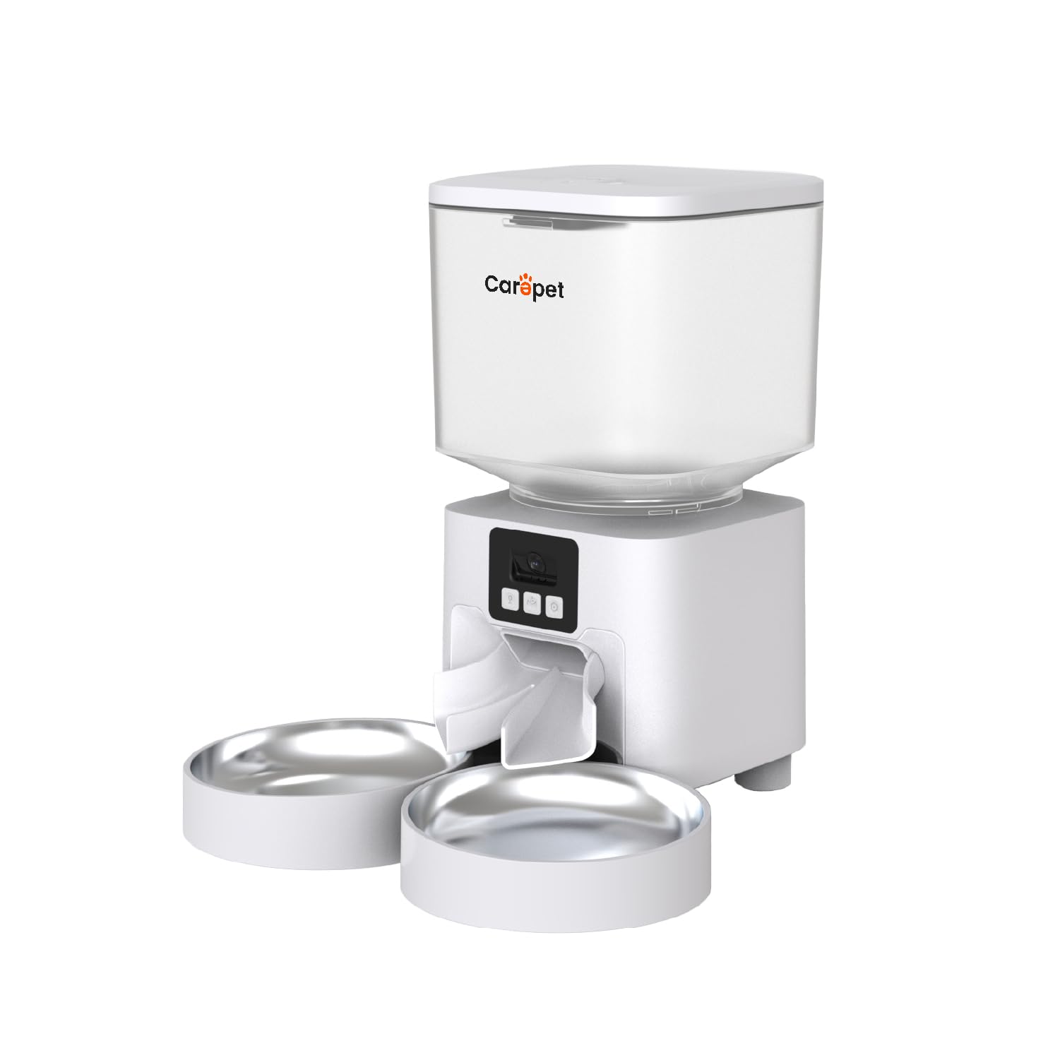 Carepet Dispensador de alimentos automático Pet W01K-2 4,5 l con doble cuenco, sistema anti-encastre, doble alimentación, para comida seca 3-13 mm, comedero automático perro y gato