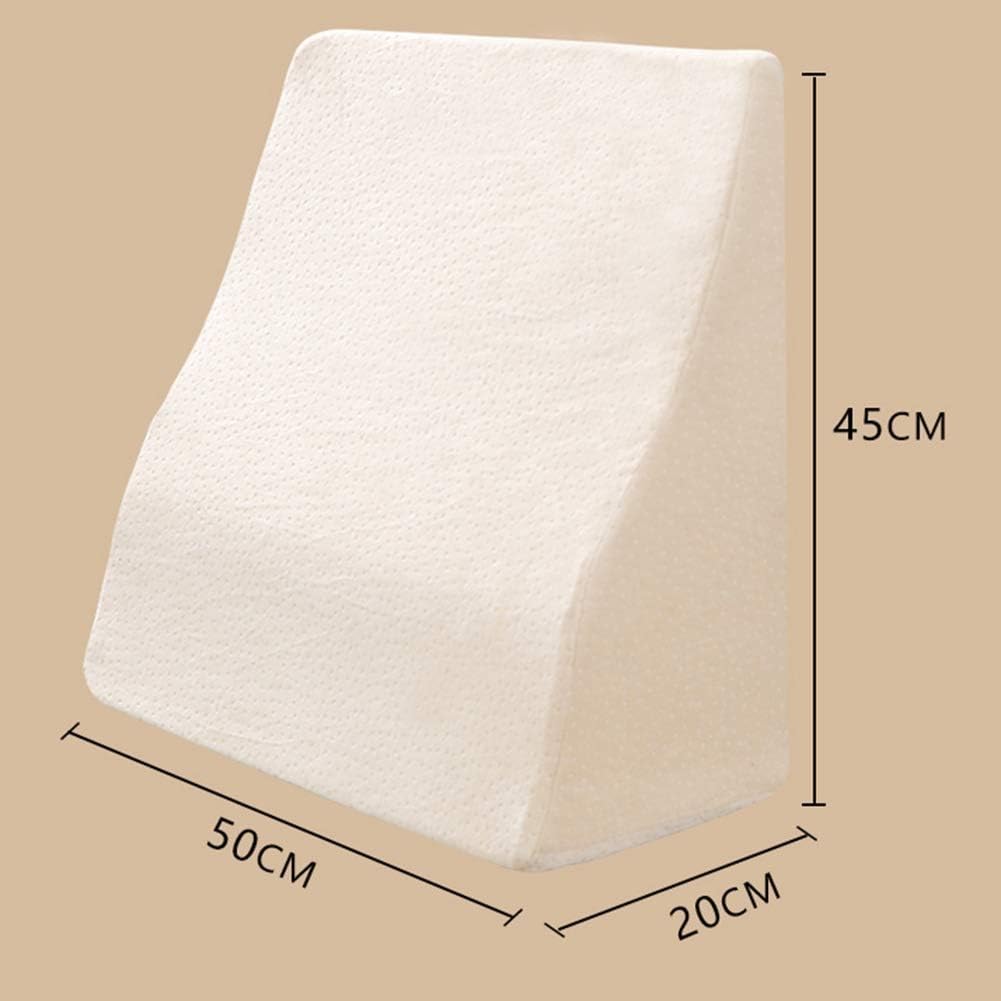 Memory Foam Bed Wedge Pillow Elevated Support Cushion Never Lose Shape for Acid Reflux Lower Back Pain Heartburn Snoring Washable Knitted Cover 2 Colours (Colour: Beige Size : 50 x 45 x 20 cm) (Brown