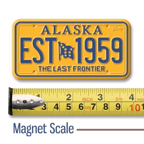Imán decorativo placa Alaska 1.9 x 3.8 pulgadas miniatura 2