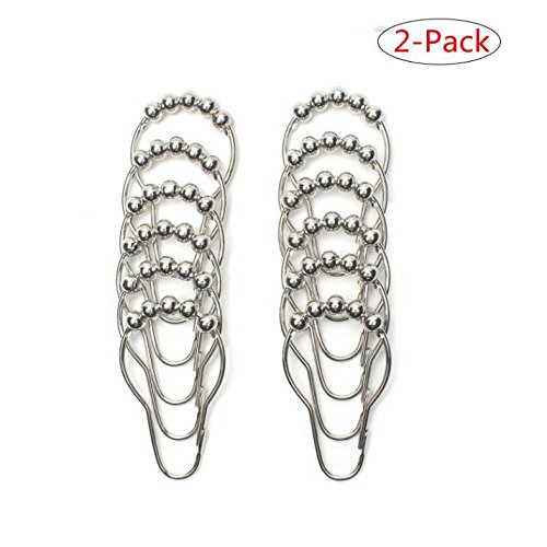 2 Pack- Shower Curtain Hooks - 100% Stainless Steel,Set of 12 Rings