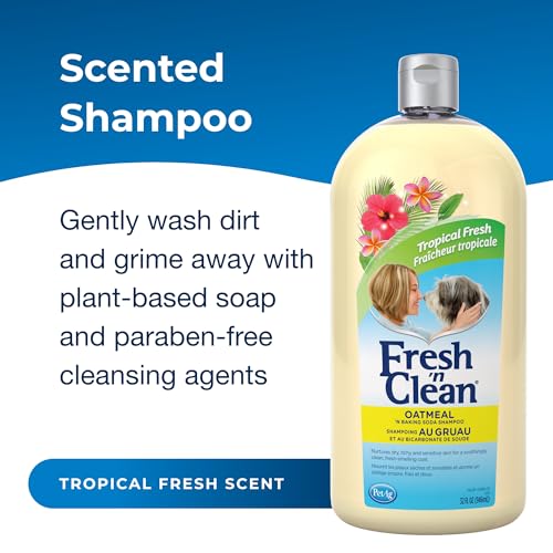 Pet-Ag-Fresh-n-Clean-Oatmeal-n-Baking-Soda-Shampoo-Tropical-Fresh-Scent-32-oz-Nurtures-Dry-Itchy-Sensitive-Skin-with-Vitamin-E-Aloe-Strengthens-Repairs-Coats-Soap-Free