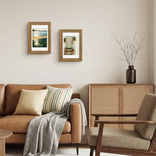 Image of Golden State Art, 8X12 Ornate Finish Photo Frame With White Mat for 7X9 Picture & Real Glass, Color: Bronze