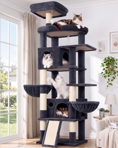 Image of Globlazer 81in Cat Tree for Large Cats, Extra Tall Tower, F81H, Dark Grey