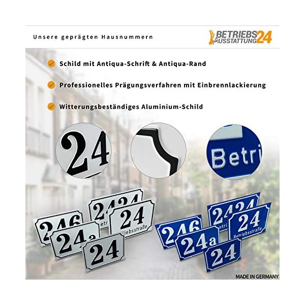 Betriebsausstattung24® Hausnummernschild | Nostalgische Hausnummer | Mit Wunschtext Prägung | Aluminiumschild mit… – Bild 4