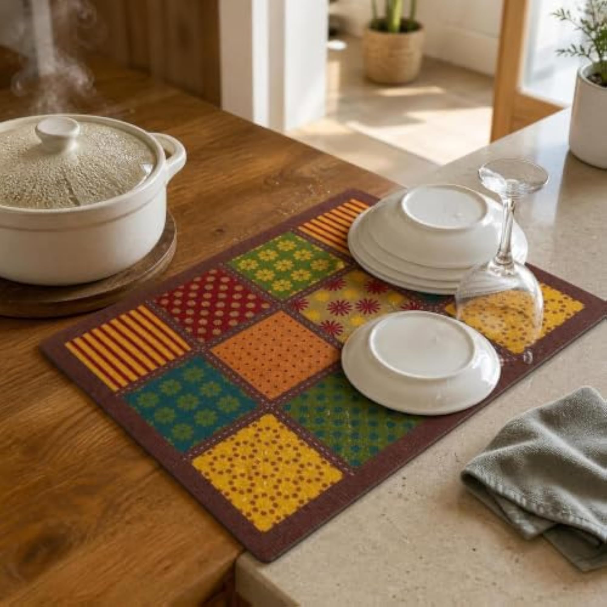 American Retro Kitchen Counter Mat, Quick-Dry Absorbent Diatomite Pad