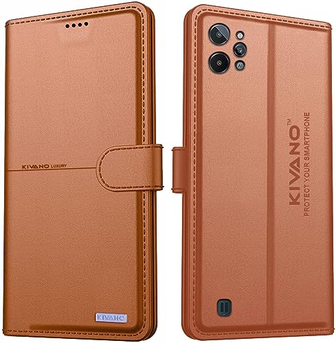 Image of Compatible with Realme C31 Flip Cover | Leather Finish | Inside Pockets & Inbuilt Stand | Shockproof Wallet Style Magnetic Closure Back Cover Case