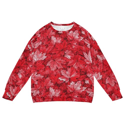 JUNZAN Canada Red Maple Leaves Little Kids Hooded Sweatshirt Fleece Boys Sweat Shirt Camping 4T