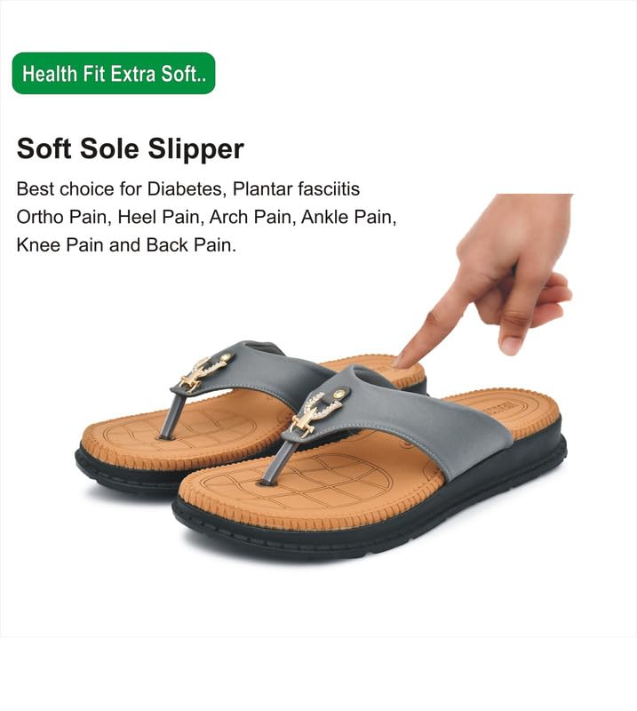 Image of HEALTH FIT Diabetic & Orthopedic with Super Extra Soft Ortho Care Anti-Skid Doubleu Flip-Flops for women Slippers /Doctor Chappal & Footwear HF329