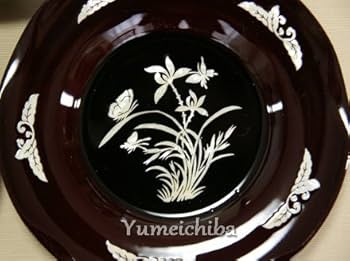 Amazon.co.jp: （株）夢市場オリジナル 韓国螺鈿茶托(華と蝶)6枚