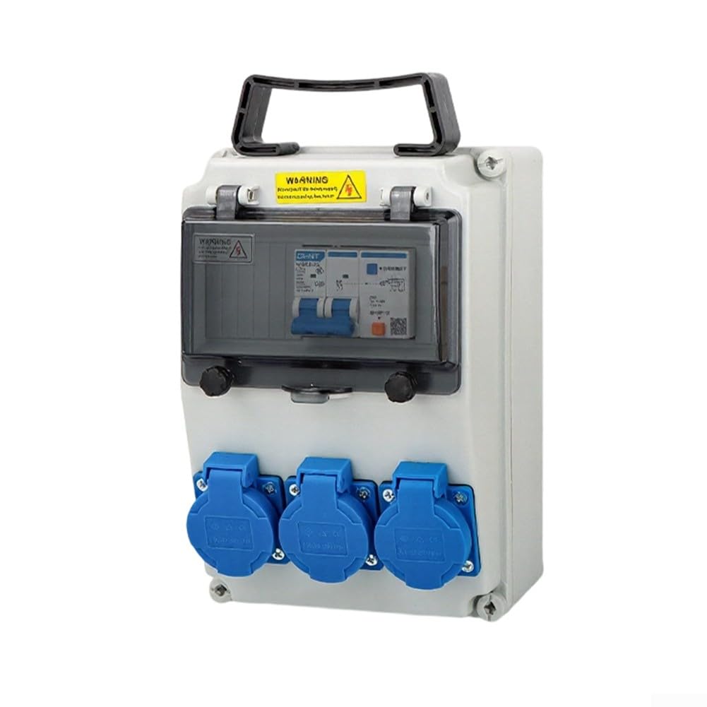 Scatola di distribuzione di energia industriale Scatola portatile impermeabile con fusibile RCD per cantiere Officina all'aperto Stazione di alimentazione elettrica resistente bianca (D)
