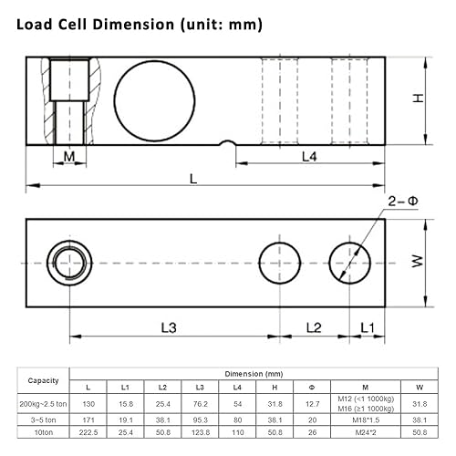 Miniatura 8 de Célula de carga de haz ATO, 1,102.3 lbs, sensor de célula de carga de fuerza de presión de tracción y tensión